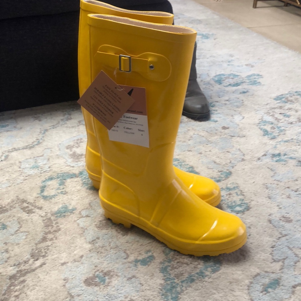 Yellow rain boots